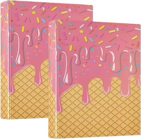 Aslsiy 3 1.5 Inch Kids Ring Binder Gradient Salmon Ice Cream Girls Round Clipboard Binder Decorative Harcover Binders