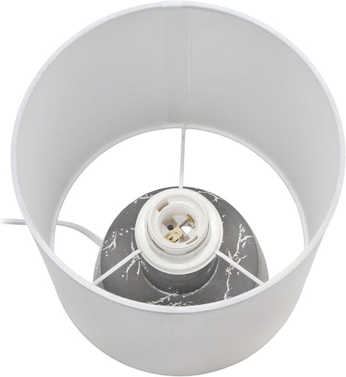 LT1171-GRY 13.78" Simple Designs Chic Glow Marble Inspired Ceramic Table Lamp with Fabric Shade, for Bedroom, Office