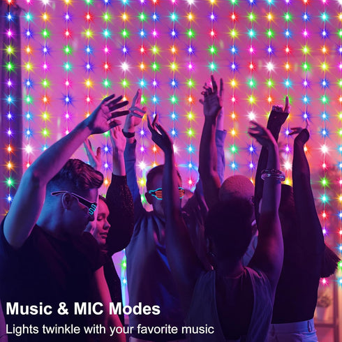 5050 8Ft 6Ft 144LED LumBelle Smart Curtain Lights RGB Built in Chip, Color Changing Curtain Lights with Music Sync APP