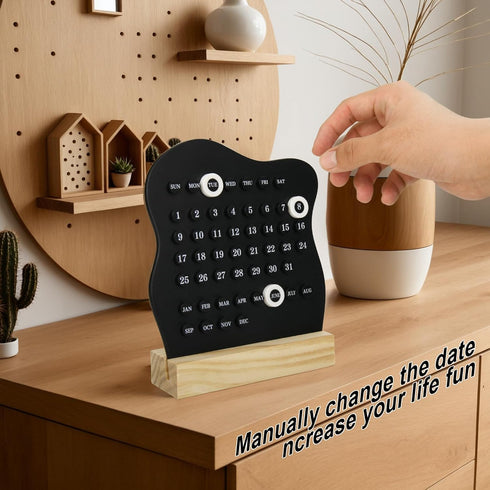 Homakover Retro Desktop Calendar, Desktop Wooden Calendar Stand, Perpetual Planner Calendar, Montessori Calendar, Date