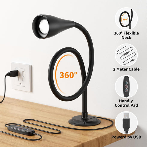 Hardwired,1 Pack Dim Book Lights for Reading at Night,USB Goose Reading Lights for Books in Bed Headboard,LED Night