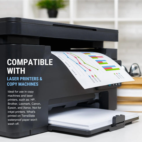 Waterproof Paper 8 MIL, 8.5 x 11 Inch, Bright White Laser Printer Paper, 25 Sheets