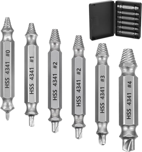 HaiFafafaing 6 Set Pcs Stripped Screw Extractor Hss Damaged Screw Remover and Extractor Nuts & Bolts Drill Bit Tools