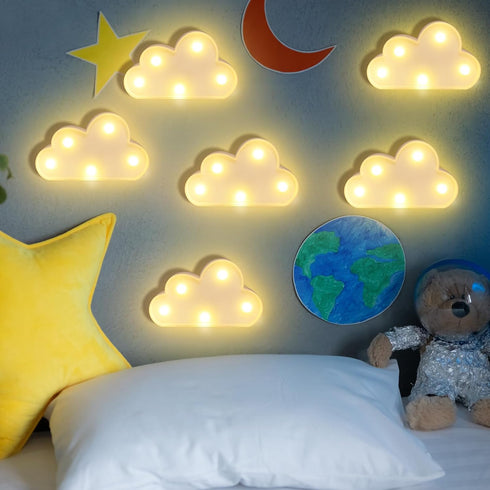 6 (Clound-6pcs) clothmile Pcs LED Cloud Night Light Can Be Hung On The Wall Kids Room Room Light, Suitable for Birthday
