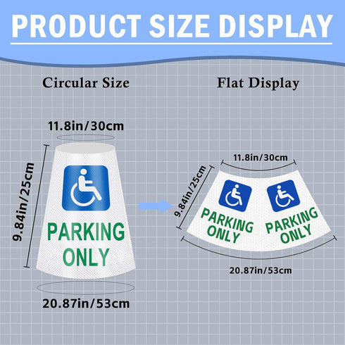 Handicap Parking Only Reflective Cone Sleeve - Wheelchair Accessible High Visibility Safety Traffic Cone Collar Signs