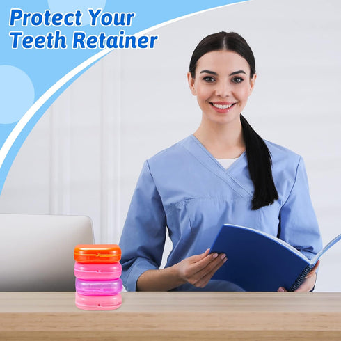 120 12 Sherr Pcs Dental Retainer Cases Bulk with Holes Colors Denture Case Mouth Guard Holder False Teeth Container