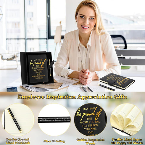 Spakon 6 Set Thank You Team Appreciation Gift - A5 Leather Journal Pen with Gift Box for Medical Assistant Week