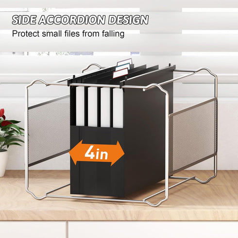 Plastic Extra Capacity Hanging File Folders, 6 Pack Heavy Duty 4" Expandable with Movable Dividers, Letter Size-Black
