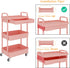 Calmootey 3-Tier Rolling Utility Cart with Drawer, Multifunctional Storage Organizer with Plastic Shelf & Metal Wheel,
