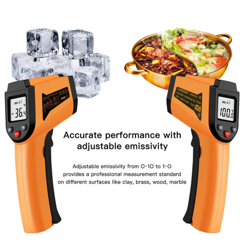 Laser Infrared Thermometer Non-Contact Digital Temperature Gun, -50°C to 400°C for Industrial and Kitchen