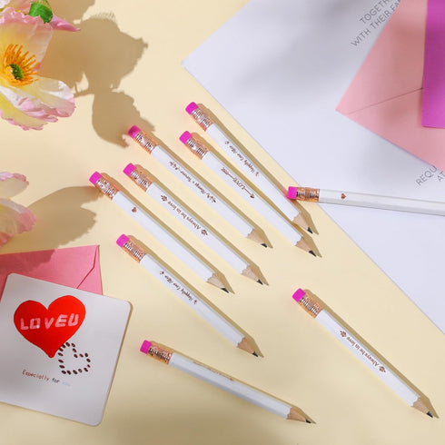 Crtiin 50 Pcs Wedding Pencils for Bridal Shower Games, Mini Golf Pencils with Eraser, 4 Inch