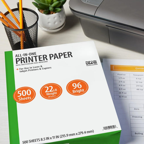 KIUHSFE 8.5 11, 96 22 lb, 500 All-in-One Printer Paper, x Bright, Sheets, White