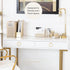 Gold Desk Accessories Set - 5 Piece Office Organization with Hanging File Holder, Boho Desk Décor for Women