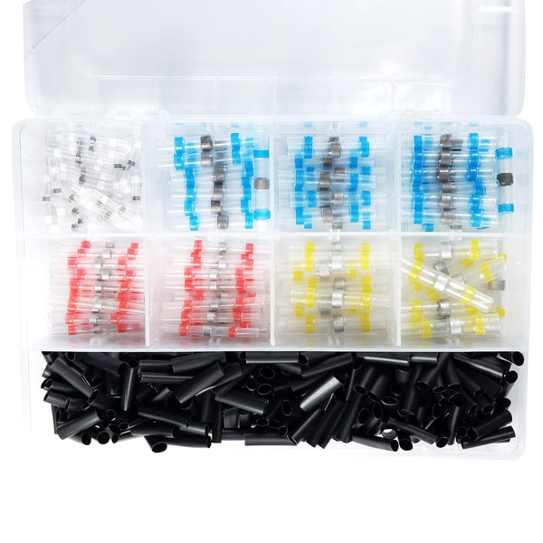 Self-Solder Seal Wire Connectors Kit, Mixed Heat Shrink Tube Kit, Waterproof Electrical Wire Terminal Butt for Car Boat