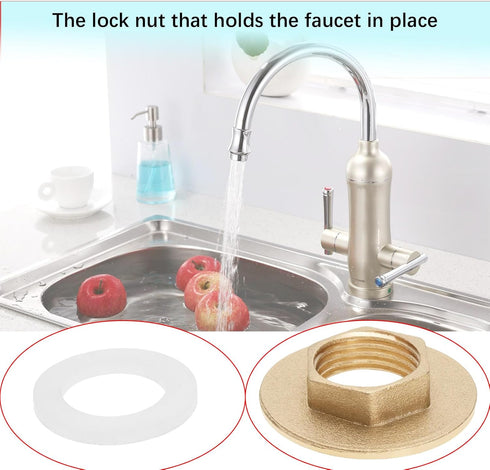 2 Sets Faucet Nut Installation Kit 1/2 Inch Brass Lock Nuts with Gaskets Faucet Fixing Lock Nut for Outdoor Gardens Washing Machines Air Conditioners