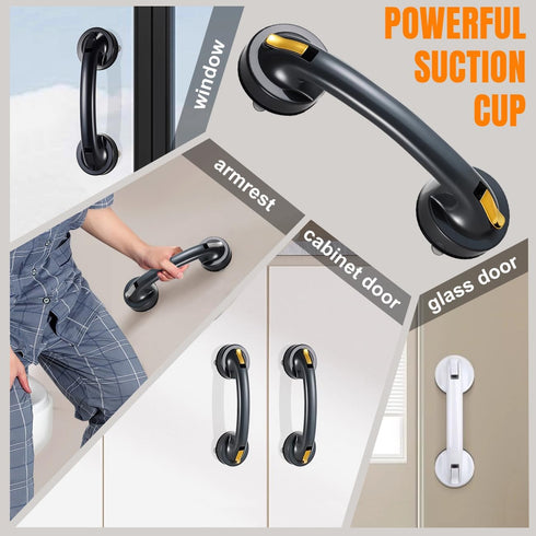 EHERDM 2Pcs Suction Cup Door Handles Grab Bars for Shower Waterproof Bathroom Sliding Doors Handle Drill Free Pulls