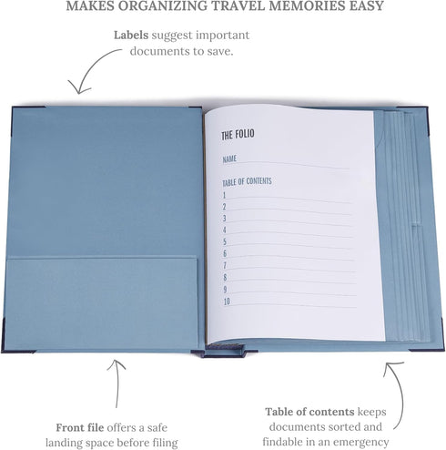 Savor Travel Keepsake Folio - Perfect Journal for Organizing Vacation Memories, Passports, Maps, Photos, Souvenirs