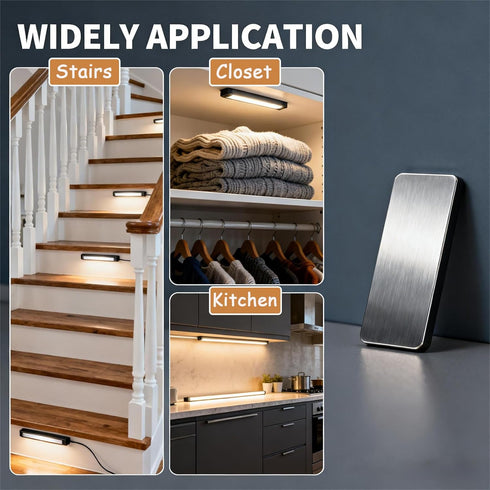 Bogigul 16pcs Closet Under Cabinet Light Magnetic Strip, Adhesive Metal Plates for Magnets, Magnetic Strips