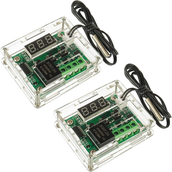 W1209 Digital Temperature Controller Board, 12V DC Micro Thermostat -50-110°C with Waterproof Case (2PCS)