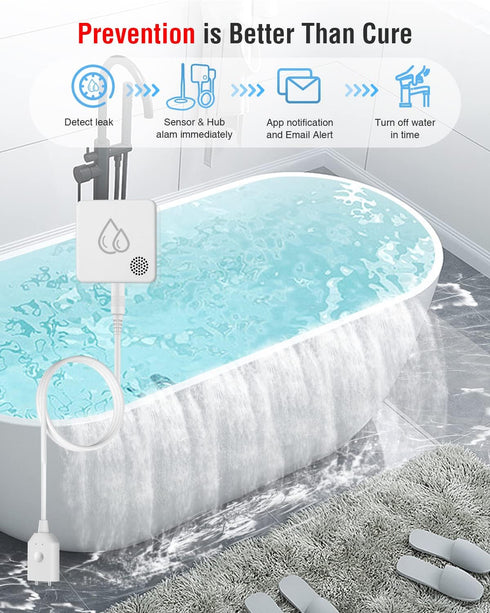 MOCREO SW2 95dB Water Leak Detector Sensor with Alarm, No Subscription Fee, Home Wireless Flood Monitor for Basement