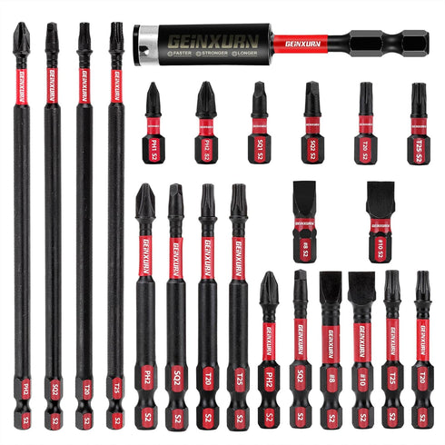 Impact Tough Magnetic Mixed 23Pack Insert Driver Bits, S2 Alloy Steel Screwdriver Power Bits Set with Magnetic Bit