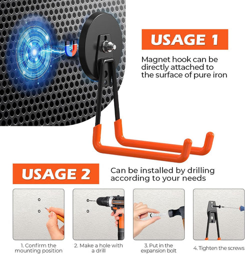 Large Strong Magnetic Hooks Heavy Duty, 3.5in Powerful Utility Magnets for Garage Storage and Hanging Tools