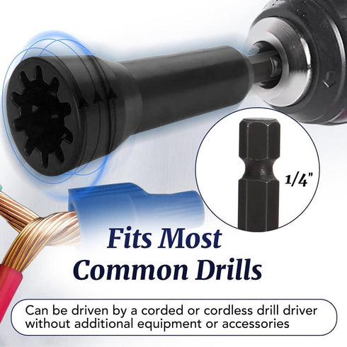 Wire Twisting Tool, 1/4 Chuck Wire Nut Driver for Drill and Wire Connector Driver, Black