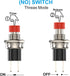Momentary Push Button Switch, 1A 250VAC SPST Mini Pushbutton Switches, Normally Open (NO) Red Cap - 20pcs