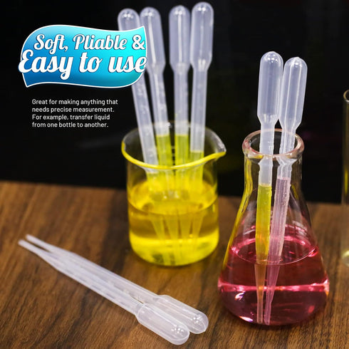 Teenitor 3ML Pipettes Plastic Eye Droppers, 25PCS Transfer Pipettes for Essential Oils, Dropping Liquids
