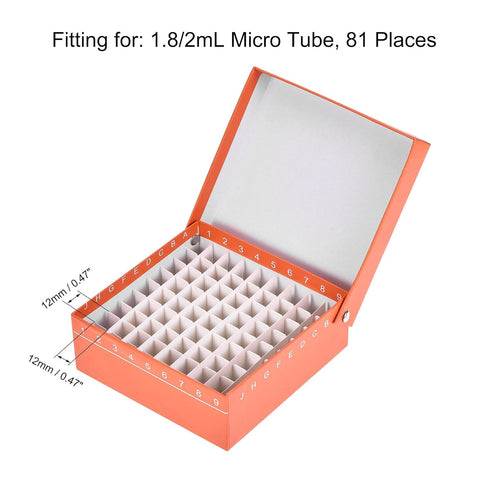 uxcell Centrifuge Tube Freezer Storage Box, 81 Places Waterproof Holder Rack for 1.8/2ml Microcentrifuge Tubes