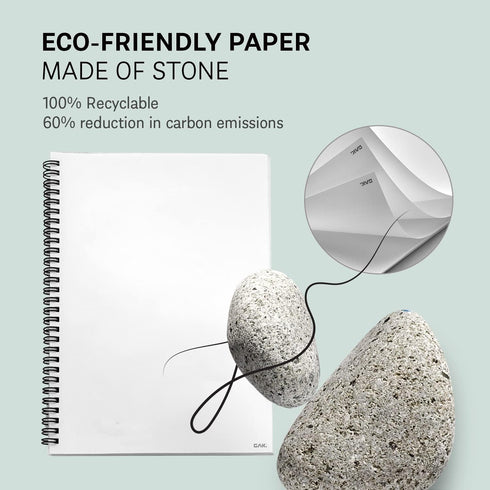 Stone Paper Notebook, No Lines Spiral Notebook, Waterproof Sheet Aesthetic Journal for Note Taking, Green