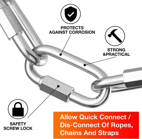 40Pack Heavy Duty Chain Links, 1200lbs Capacity 5/16” Quick Link Locking Carabiners for Safe Chain, Gym, Hammock
