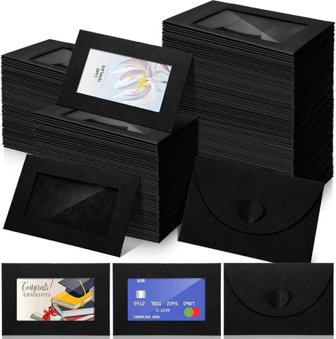 Uiifan 300 Pcs Window Gift Card Envelopes, 4 x 2.8 Inch Mini Envelopes with Heart Shaped Clasp