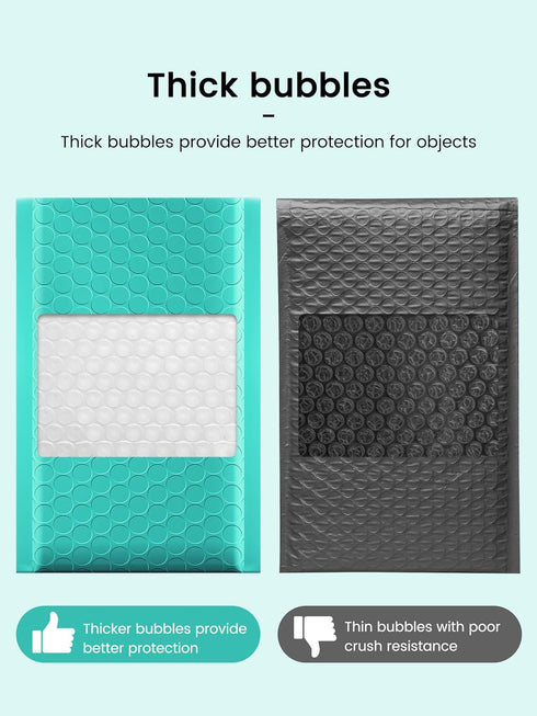 GSSSUSA Bubble Mailers 4x8 Inch, 50 Pack Padded Envelopes for Mailing Jewelry, Small Business, Teal