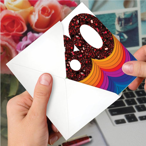 The Best Card Company - 80th Happy Birthday Notecard with Envelope, Congrats Bday Card, Fun 80 Year Milestone
