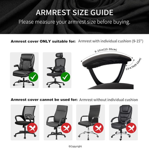 Water Resistant Stretch Computer Office Chair Cover with Armrest Covers, Durable Zipper Universal Washable Removable