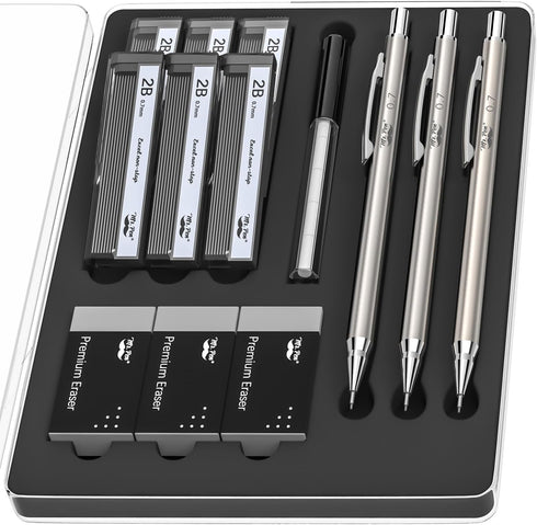Mr. Pen Metal Mechanical Pencil Set, 0.7mm, 3 Pack, Mechanical Pencils for Sketching and Drafting