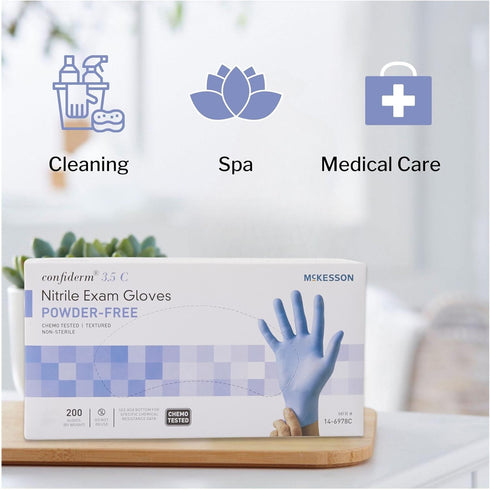 McKesson Confiderm 3.5C Nitrile Exam Gloves - Non-Sterile, Powder-Free, Blue, Large, 200 Count