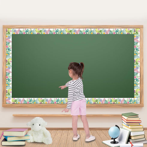 Bulletin Board Borders for Classroom, Tropical Decorations, Boho Green Plant Trim for School Office Supplies Decor