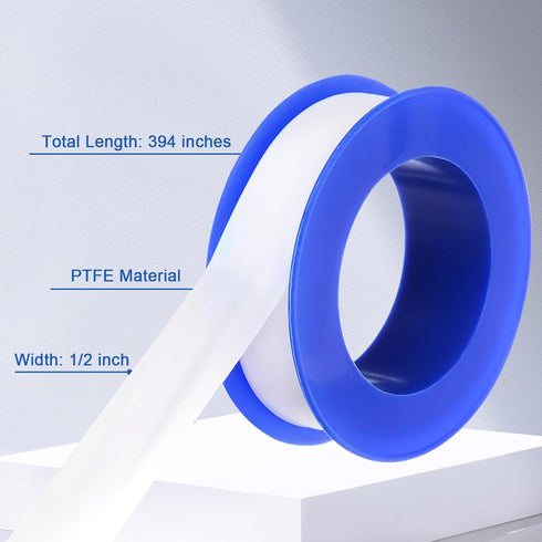 POCKET PANDA 5 Rolls Teflon Tape 1/2Inch, Plumbing Tape, Sealant Tape, 1/2" x 394" White