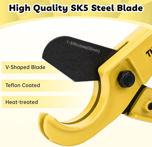 THINKWORK Plastic Pipe Cutter, 0-35mm for PEX, PVC, PPR Hoses, Sharp Copper Pipe Cutter for Tubes