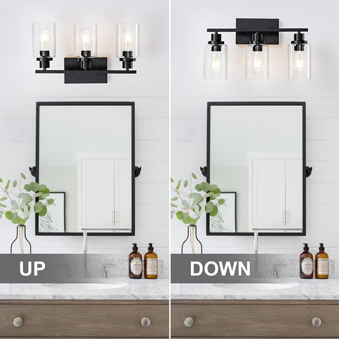3 E26 Light Bathroom Light Fixtures Black Vanity Light Over Mirror Modern Farmhouse Wall Lighting Sconces Rustic