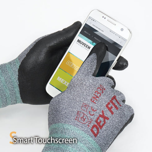 DEX FIT FN330 Nitrile Work Gloves, 1 Pair, Lightweight, Touch-Screen Compatible, Grey L