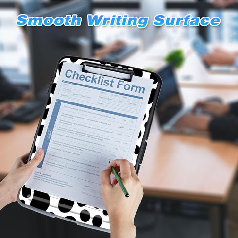 Clipboard with Storage, Cow Print High Capacity Clipboard 9.5x14" with Pen Holder for Work, School, Office