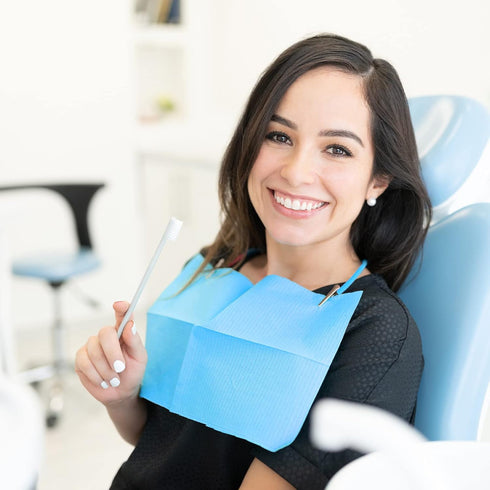 150 6 13'' 18" Tondiamo Pcs Disposable Dental Bib Waterproof Colorful Bibs with Bib Clips Holder for Dental Clinic