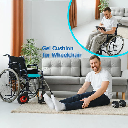 masteymoh 18.5x17.3x1.2 Inches Gel Seat Cushion for Long Sitting, Gel Cushions for Pressure Sores Relief, Cooling Gel