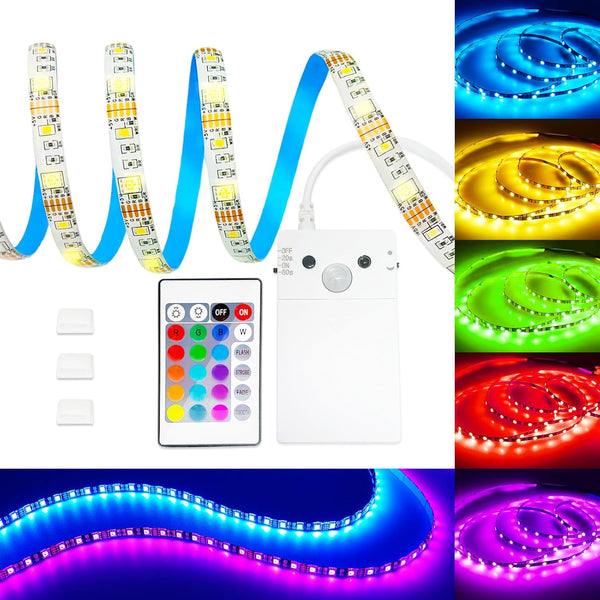 3.3FT Motion Sensor LED Strip Lights with Remote/4Mode, RGB & Warm White