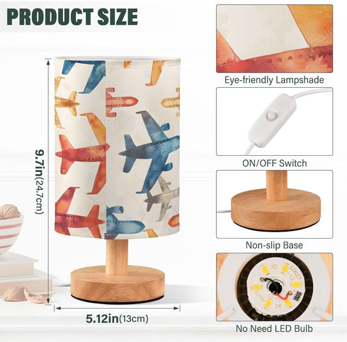 MFTJYO Bedside Table Lamp Rainbow Airplane Childish Doodle Table Lamp for Bedroom Nightstand Lamp with USB Port LED