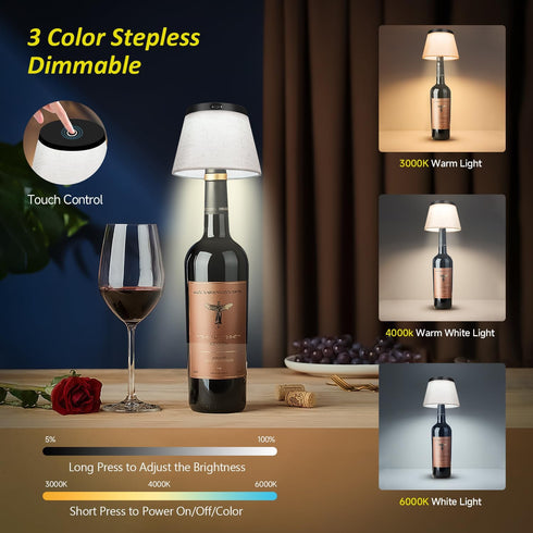 2025 New Bottle Lamp - LED Bottle Lights for Liquor & Wine Bottles, Cordless Lampshade, Whiskey Bottle Top Light