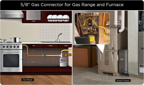 Gas Connector 24 inch Yellow Coated Stainless Steel, 5/8" OD Flexible Gas Hose Connector for Gas Range, Furnace, Stove with 1/2 FIP x 1/2 MIP Stainless Steel Fittings, 24 Gas Appliance Supply Line by HIGHCRAFT